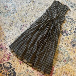CP Shades Olive Green & Navy Blue Plaid Dress